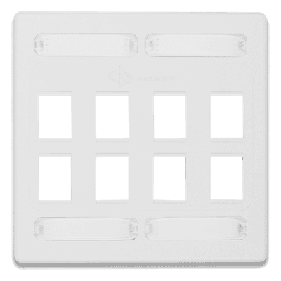 Placa de Pared Doble Modular / 8 Salidas / Reducción Diafonía Exógena / Material UV Resistente / Color Blanco 10GMX-FPD08-02 SIEMON