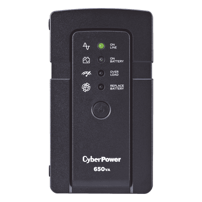 UPS de 650 VA/400 W, Topología Standby, Compacto, Entrada 120 Vca NEMA 5-15P, Con 3 Tomas Respaldo/Protección y 3 Tomas Solo Protección NEMA 5-15R RT650 CYBERPOWER
