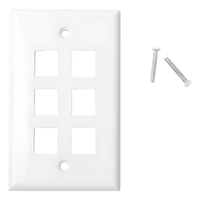 Placa de Pared / 6 Puertos / Keystone / Montaje Vertical / 70 x 115 mm / 2.75' x 4.52' / UL CE ETL LP-FP-20 LINKEDPRO BY EPCOM