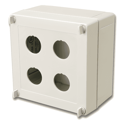 Caja Industrial de Conexión / IP66/IP67 NEMA 4X / 4 Puertos Cobre o Fibra / 48 Fibras / 5.1 x 5.1 x 3.2 in X-IBOX-04 SIEMON
