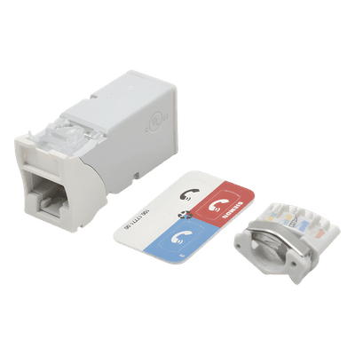 Jack Cat6A / UTP / Montaje Híbrido Plano-Angulado / Alta Densidad / Blanco / Versión Bulk