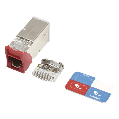 Jack Cat6A / Blindado STP / Montaje Híbrido Plano y Angulado / Color Rojo Z6A-S03 SIEMON