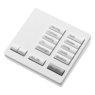 Botonera de sobremesa / 10 botones y subir-bajar / encendido y apagado general / RF 434 MHz / 2 pilas AAA o adaptador 9 Vcd / color Snow / RadioRA 2 RRT10RLSW LUTRON ELECTRONICS