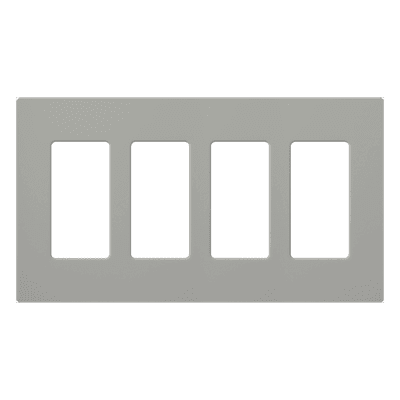 Placa de pared Claro / 4 espacios / gris brillante (GR) / 21.3 x 11.9 cm, perfil 7.6 mm / sin tornillos / compatible con Caseta Wireless, Maestro, Pico y Vive CW4-GR LUTRON ELECTRONICS