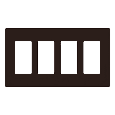 Placa de pared Claro / 4 espacios / café brillante (BR) / 21.3 x 11.9 cm, perfil 7.6 mm / sin tornillos / compatible con Caseta Wireless, Maestro, Pico y Vive CW4-BR LUTRON ELECTRONICS