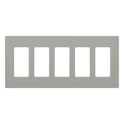 Placa de pared Claro / 5 espacios / gris brillante (GR) / 25.9 x 11.9 cm, perfil 7.6 mm / sin tornillos / compatible con Caseta Wireless, Maestro, Pico y Vive CW5-GR LUTRON ELECTRONICS