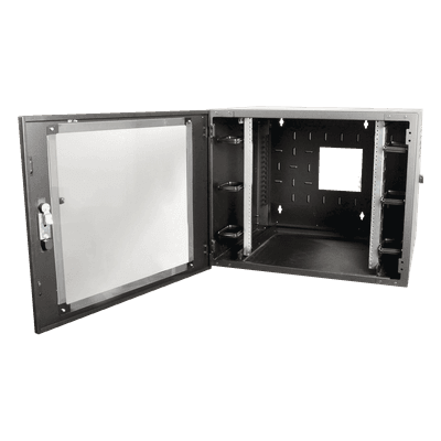 Gabinete de Pared 19in / 12 UR / Abatible / 610 mm (2 ft) de Profundidad / Carga 91 kg (200.6 lb) / Gestión de Cables Integrada WC2-P101-12 SIEMON