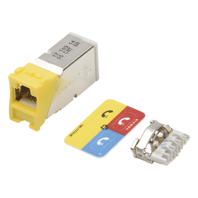 Jack Cat6A / Blindado / Montaje Híbrido Plano y Angulado / Terminación Guiada / Quick-Ground / Amarillo Z6A-S05 SIEMON
