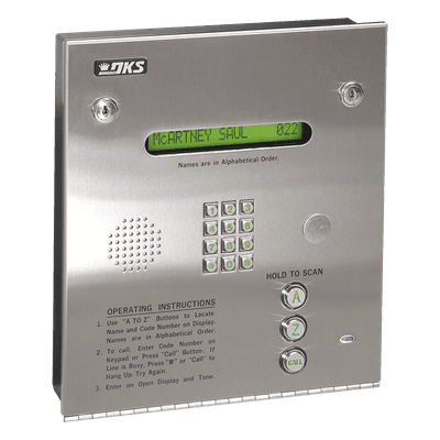 Control de acceso / Gabinete empotrable / 2 puertas / 3000 números telefónicos / 11 dígitos / Directorio LCD / Líneas analógicas y digitales 1835-084 DKS DOORKING