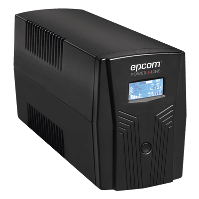 UPS Con Más Potencia de 600VA / 360 W Con Display LCD y Regulador de Voltaje AVR, 4 Contactos NEMA 5-15R, Batería 7 Ah y Puertos RJ45 y USB EPU500LCD EPCOM POWERLINE