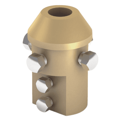 Adaptador de Punta Pararrayo / Mástil 1 1/2" (38.1 mm) / Latón / Conductores 8-10 mm / Sección 50-70 mm² / 655 g