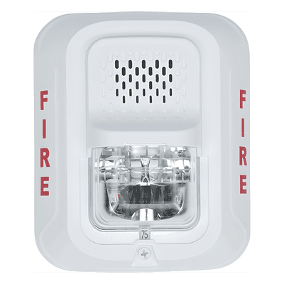 Sirena con Lámpara Estroboscópica a 2 Hilos, Montaje en Pared, Color Blanco, Configuración Estroboscópica Seleccionable, Nuevo Diseño Moderno y Elegante y Menor Consumo de Corriente P2W-L SYSTEM SENSOR