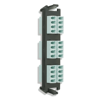 Placa acopladora de Fibra Óptica Quick-Pack, Con 6 Conectores LC Quad (24 Fibras), Para Fibra Multimodo, Aqua RIC-F-LCQ24-01C SIEMON