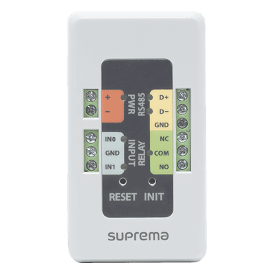 Módulo de Conexión Segura / RS-485 / Entrada Sensor de Puerta / Salida de Relé / 12 VCC 100 mA / 36 x 65 x 18 mm SIO2 SUPREMA