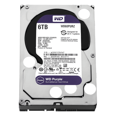 Disco Duro PURPLE de 6TB / 3 AÑOS DE GARANTÍA / Para Videovigilancia WD60PURZ Western Digital (WD)