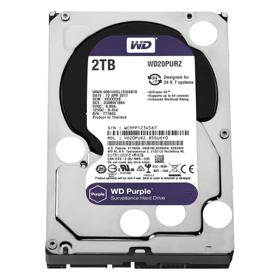 Disco Duro PURPLE de 2TB / 3 AÑOS DE GARANTÍA / Para Videovigilancia WD20PURZ Western Digital (WD)