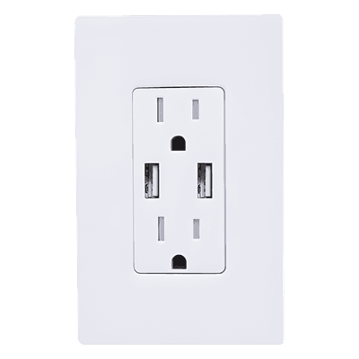 Tomacorriente dúplex con USB / 15 A 125 V 60 Hz / 2 puertos USB-A 2.0, 3.8 A a 5 V / resistente a manipulaciones / estilo Designer (Claro) CAR15UBTRWH LUTRON ELECTRONICS