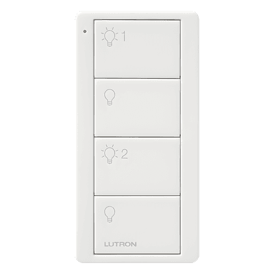 Control inalámbrico Pico / 4 botones: encendido y apagado de 2 grupos / RF Clear Connect 431-437 MHz / alcance 9 m / batería CR2032 10 años / Caseta, RadioRA PJ24BGWHL21 LUTRON ELECTRONICS