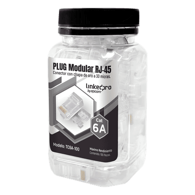 Plug RJ45 / Cat6A / 100 piezas / Chapado oro 30 micras / 10GBASE-T / TIA-568B.2 TC6A-100 LINKEDPRO BY EPCOM