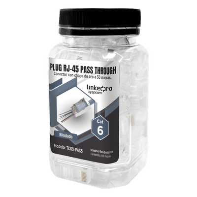 Plugs Pass Through / Cat6 Blindado / Chapado Oro 30μm / 100 Piezas / TIA-568B.2 TC6S-PASS LINKEDPRO BY EPCOM