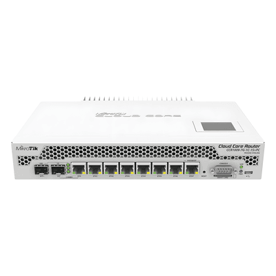 Cloud Core Router, CPU 9 Núcleos,7 Puertos Gigabit, 1 Combo TP/SFP, 1 puerto SFP+, 2 GB memoria y enfriamiento pasivo CCR1009-7G-1C-1S+PC MIKROTIK