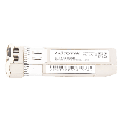 Transceptor SFP+ / 10G / LC Dúplex / Fibra Multimodo / 300 m (984 pies) / 850 nm S+85DLC03D MIKROTIK