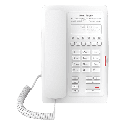 Teléfono IP para Hotelería / 6 Teclas Programables / PoE 802.3af / 2 Puertos Ethernet / Pantalla Gráfica Personalizable H3-WHITE FANVIL