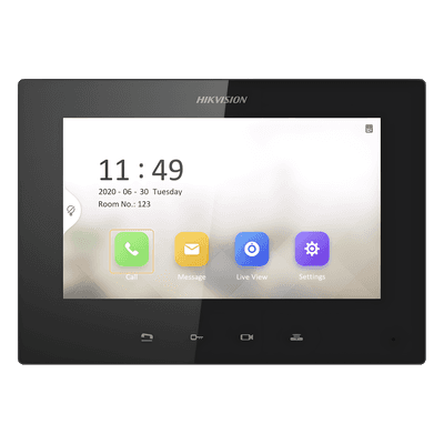 Monitor IP para Videoportero / Pantalla 7" / Resolución 1024 x 600 / 16 Canales de Video / PoE Estándar / 8 Entradas de Alarma DS-KH6220-LE1 HIKVISION