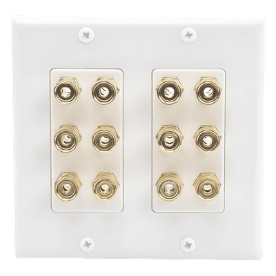 Placa de Pared para Altavoces / 12 Postes Tipo Banana / 6 Canales / Conectores Chapados en Oro / Instalación sin Soldadura EP-WP6S EPCOM PROAUDIO
