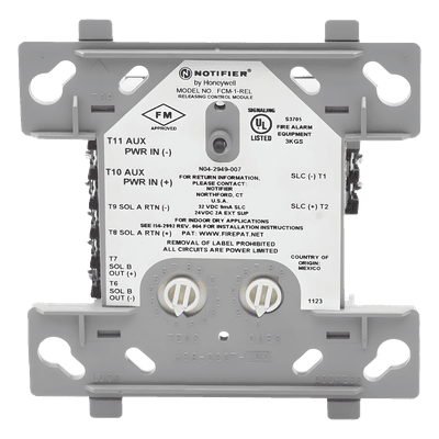 Módulo de Control de Descarga Direccionable / Protocolo Redundante / 24 VDC / Clase A o B / Supervisión de Solenoide FCM-1-REL NOTIFIER