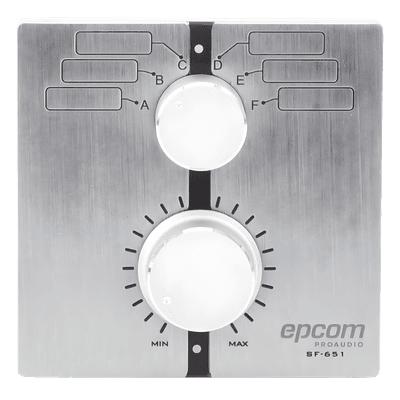 Control de Volumen Remoto / Selector de Fuente de Audio / Compatible Serie UC / Montaje en Pared SF-651 EPCOM PROAUDIO