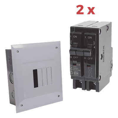 Centro de Carga / 4 Polos Empotrable / 100 A / 2 Interruptores Térmicos 2P 20 A / 10 kA / 120/240 VCA KITC2Q420E CHINT