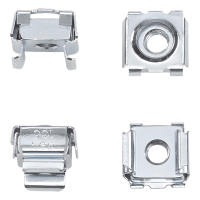 Kit de Tuercas Enjauladas / 10-32 UNC / Acero Plateado / 20 Piezas / Orificios Cuadrados 9 mm / UL 4X