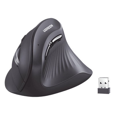 Mouse Inalámbrico Vertical / Dual 2.4G y Bluetooth / 3 Dispositivos Simultáneos / 4 Niveles DPI hasta 4000 / Alcance 10 m (32.8 ft) / 5 Botones Silenciosos 25444 UGREEN