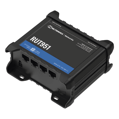 Router Industrial 4G LTE / Cat 4 150/50 Mbps / Dual SIM / Wi-Fi 4 802.11b/g/n / 4 Puertos Ethernet 10/100 Mbps / VPN Múltiples Protocolos RUT951 TELTONIKA