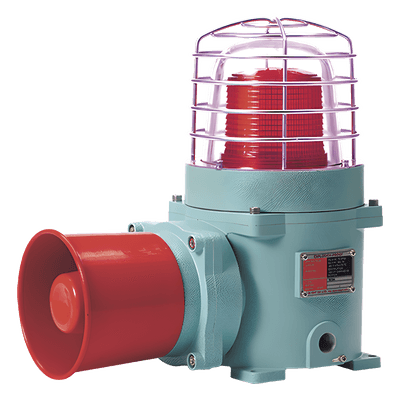 Baliza LED con sirena electrónica / Rojo fijo/flasheante / 120 dB / 24 VCD / IP66 / Zona peligrosa Ex db IIC T6 Gb SESAL-WS-24-R-ATEX QLIGHT