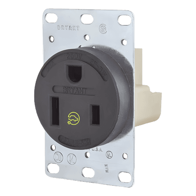 Receptáculo Individual / 50 A / 250 V / 2 Polos 3 Hilos / NEMA 6-50R / Grado Industrial HUB-9650-FR HUBBELL