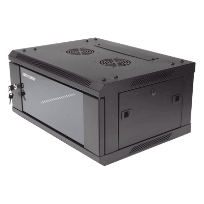 Gabinete de Montaje en Pared / 4 Unidades de Rack / 19" / Cristal Templado / Carga 40 kg / Acero / 600 x 450 x 281 mm DS-XS6404-S/B HIKVISION