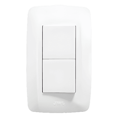 Apagador Duplex / 10 A / 127 V CA / 60 Hz / 11.8 x 7.8 x 3 cm / 4.65 x 3.07 x 1.18 in / Blanco