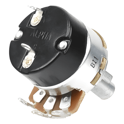 Potenciómetro Rotatorio con Switch / 5 kΩ / 500V AC / 15,000 Ciclos / Eje Plástico 6.5 mm / Montaje 3/8" 32UNEF 31VM305 SYSCOM