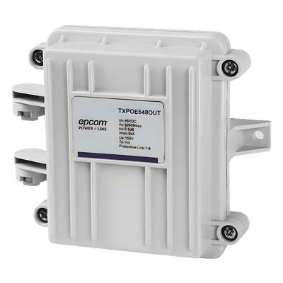 Protector PoE para exterior / IP65 / Gigabit 10/100/1000 Mbps / 48V / 5kA / -40 a 80°C TX-POE-648-OUT EPCOM POWERLINE