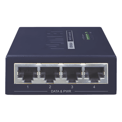 Inyector PoE / 4 Puertos Gigabit / 802.3af/at / 30 W por Puerto / 52 V CC / 0 a 50 °C / 26x70x97 mm HPOE-460 PLANET