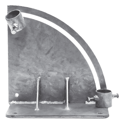Base para Mástil con Ajuste de Ángulo / Acero Galvanizado en Caliente / Mástil 1" a 1-3/4" / Inclinación 0° a 60° / Tolerancia ±5 cm SLM-BA-3G SYSCOM TOWERS