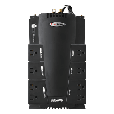 UPS de 685 VA/390 W, Topología Línea Interactiva, Entrada 120 Vca NEMA 5-15P, Tipo Gabinete Compacto, Con 8 Tomas NEMA 5-15R CP685AVR CYBERPOWER