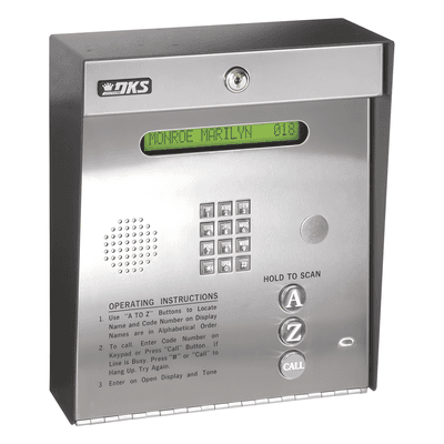 Control de acceso telefónico / Gabinete para sobreponer / 2 puertas / 3000 números / 11 dígitos / LCD / Análogo o digital / Expandible a 16 puertas / Programable por PC 1835-080 DKS DOORKING