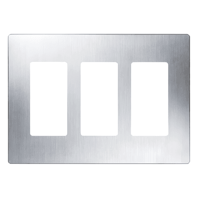 Placa de Pared Decorativa / 3 Espacios / Screwless / Acero Inoxidable / Perfil 7.6 mm / Compatible Maestro, Diva, Pico CW3SS LUTRON ELECTRONICS