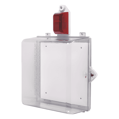 Gabinete Mediano / Policarbonato Transparente UV / Sirena-Estrobo 32 Tonos / Cerradura Thumb Lock / UL Type 4X / 309x360x163 mm / 12.2x14.2x6.4 in STI-7535 STI