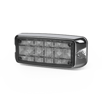 Luz de Advertencia LED / Montaje en Superficie / Rojo/Azul / 10 LEDs / 12-24 VDC / Bisel Cromado / IP Resistente CD4080RB  ECCO