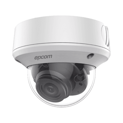 Domo TURBOHD 5 Megapixel / Lente Mot. 2.7 - 13.5 mm / 40 mts IR EXIR / TVI-AHD-CVI-CVBS / IK10 / IP67 / dWDR / 12 Vcc / 24 VCA D50-TURBO-G2ZW EPCOM PROFESSIONAL