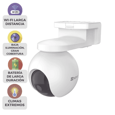 Cámara PT de Batería Recargable / 3 Megapixel / Wi-Fi / IR 15 m (49.2 ft) / Panel Solar 4.5 W / IP65 CS-CB8/SP EZVIZ